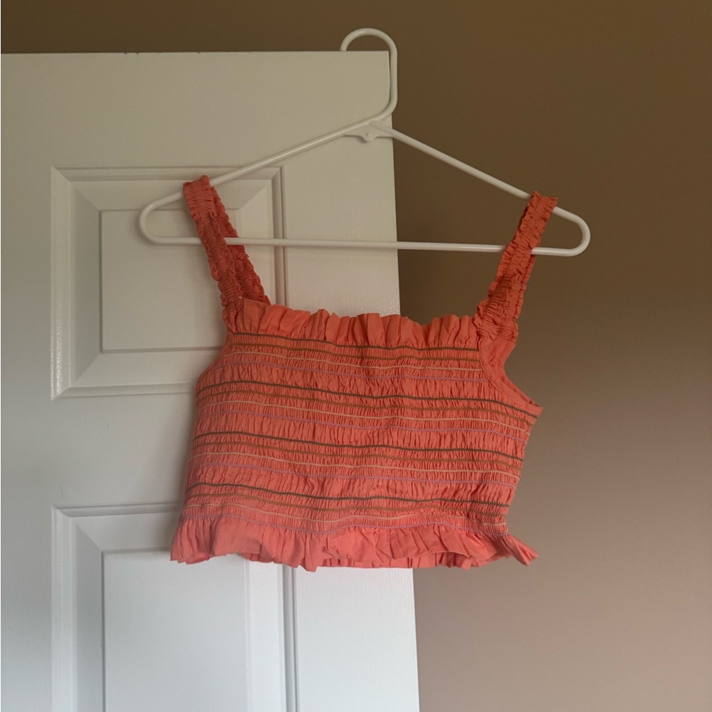 Ara Women's Orange Smocked Crop Top & skirt set